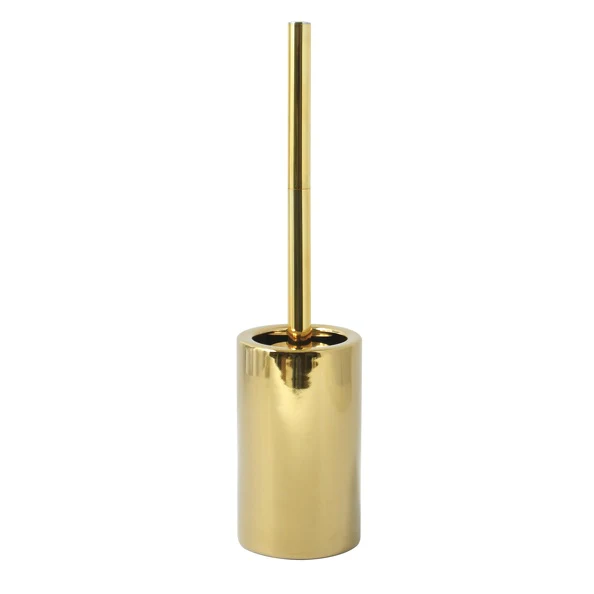 Scopino WC con supporto in ceramica modello Tubo - Oro Lucido