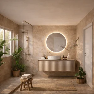 Mueble de baño 1 cajón con lavabo y espejo led Mavi 100
